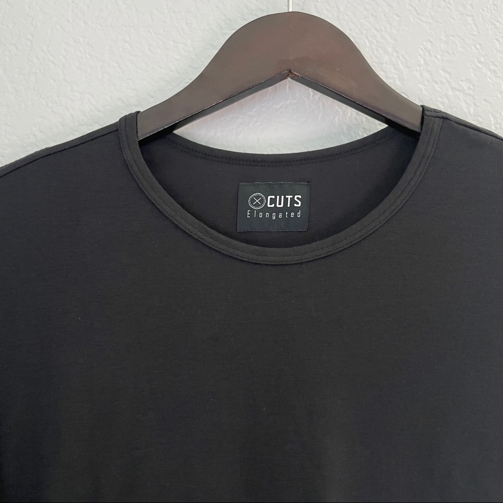 Nwot CUTS Long Sleeve Crew Elongated Shirt Black - Picture 5 of 8